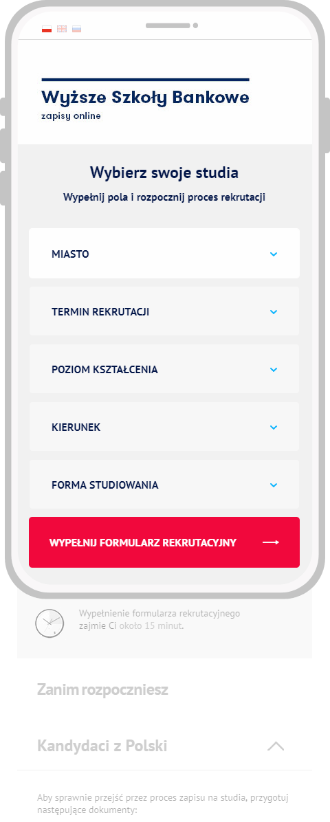 Mobile view of the WSB recruitment form Form-recruitment-WSB-mobile