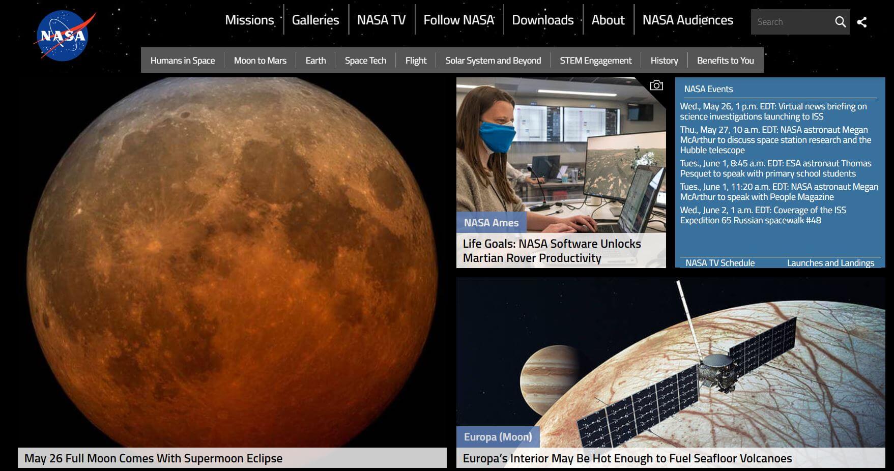 NASA's website on Drupal