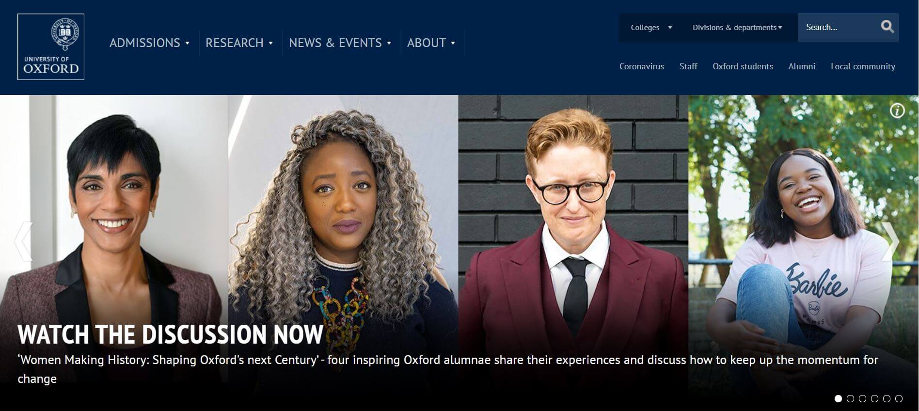 The Oxford University's website on Drupal